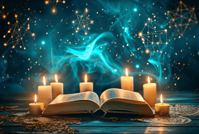ספר הקבלה עם נרות