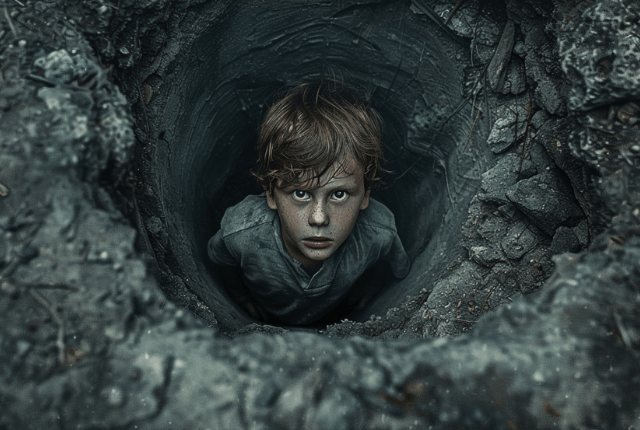 ילד בתוך בור