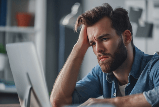 בחור מדוכדך בעבודה