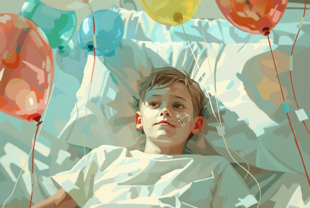 נער שוכב במיטת בית חולים